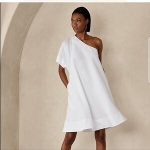 Banana Republic White One-Shoulder Sundress Size S Petite